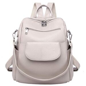 women fashion backpack purse waterproof bookbags travel shopping rucksack convertible ladies shoulder bag (light gray【pu】)