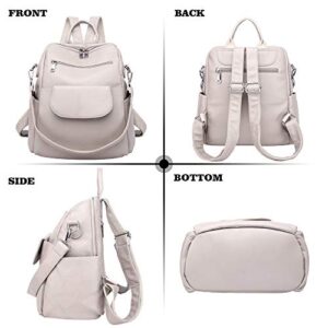 Women Fashion Backpack Purse Waterproof Bookbags Travel Shopping Rucksack Convertible Ladies Shoulder Bag (Light Gray【PU】)