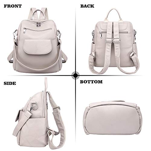 Women Fashion Backpack Purse Waterproof Bookbags Travel Shopping Rucksack Convertible Ladies Shoulder Bag (Light Gray【PU】)