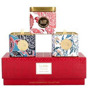 la jolie muse candle set of 3, mothers day gifts, natural soy candles gifts for women, luxury scented candle set 11.64 oz (3.88oz x 3)