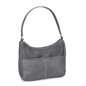 le donne leather addison hobo – premium full grain colombian leather shoulder bag – 11”x8.5”x3” (gray)