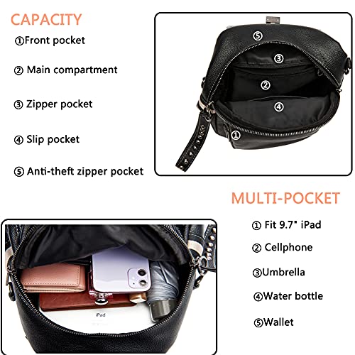 NEEVAS Women Soft Leather Backpack Girls Anti-Theft Fashion Rucksack Handbag Waterproof Shoulder Bag Convertible Backpack