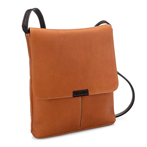 Le Donne Leather Spruce Run Crossbody – Premium Full-Grain Colombian Vaquetta Leather Bag, 9.5'' x 9.5'' x 2'' (Tan)