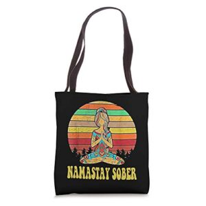 namastay sober na aa 12 step recovery narcotics anonymous tote bag