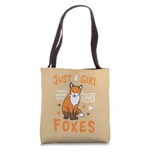 fox just a girl who loves foxes gift for fox lovers tote bag