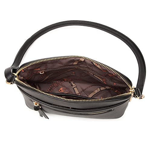 LA TERRE Small Crossbody Bag, Leather Shoulder Bag Purse with Zipper Pocket Adjustable Strap