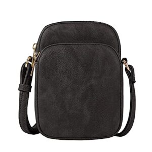 mali+lili, josie triple compartments crossbody bag for women, black