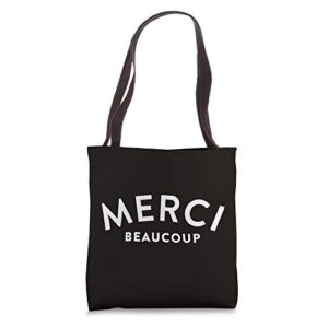 merci beaucoup french slogan tote bag