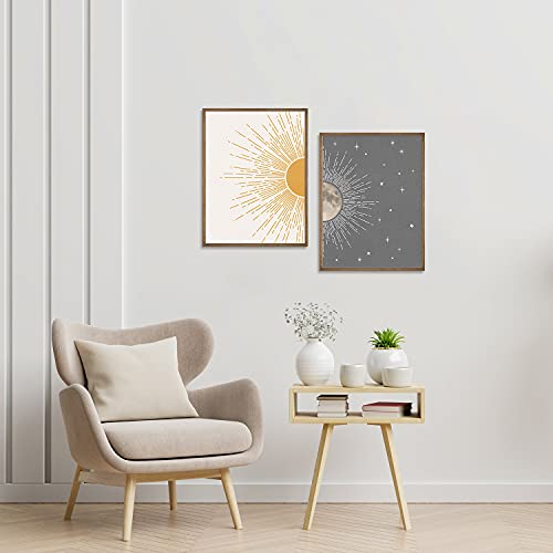 Sun Moon Boho Wall Decor, 2 Set 12x16 inch Celestial Posters, Mid Century Modern Prints for Wall Art, Wall Decor for Bedroom