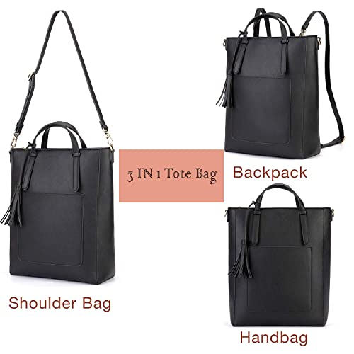 ECOSUSI Tote Bag Convertible Backpack for Women Vegan Leather Handbag Multifuction Shoulder Bag