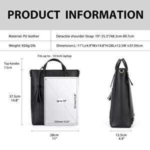 ECOSUSI Tote Bag Convertible Backpack for Women Vegan Leather Handbag Multifuction Shoulder Bag