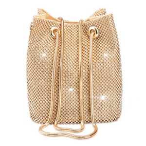 women rhinestones crystal clutch evening bags bucket bag party prom wedding shoulder cross-body purses (gold,mini)
