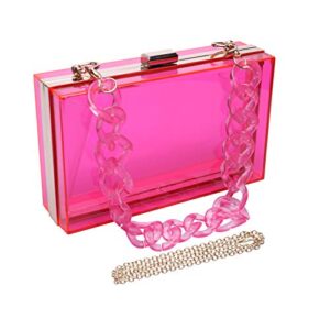 Women Acrylic Transparent Gold star Evening Bags Purses Clutch Vintage Banquet Handbag (Pink) Medium