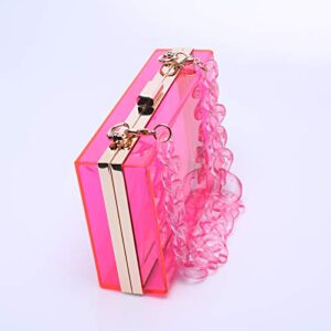 Women Acrylic Transparent Gold star Evening Bags Purses Clutch Vintage Banquet Handbag (Pink) Medium