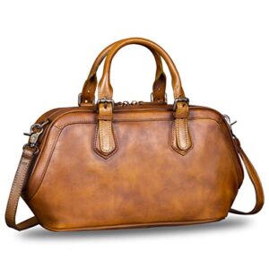 genuine leather bags for women top handle handmade handbag vintage style crossbody purses (brown)