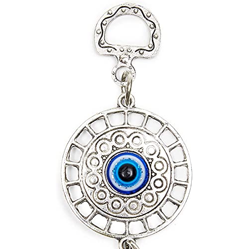 Evil Eye Wall Hanging, Turkish Amulet Decoration (Blue Glass, 5 Inches)