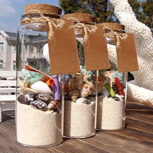 OurWarm 48pcs 25ml Glass Bottles with Cork Stoppers, Mini Small Glass Bottles, Clear Vials Glass Favor Jars with Tags and Strings for Wedding Favors DIY Crafts Baby Shower Birthday Home Decorations