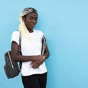 Emma & Chloe Vinyl Mini Backpack, Vegan Leather Small Fashion Backpack Purse for Girls, Teens, Women (Black)