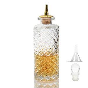 suprobarware bitters bottle – diamond bitter bottle for cocktail, 5.8oz / 170ml, glass dashes bottle with zinc alloy dasher top – nkjp0001