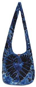 tie dye bohemian hipster hobo boho hippie crossbody bag purse black tone 39″ (blueblackheart)
