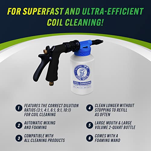 HVAC Guys Coil Cannon Cleaner Mixing Sprayer for Air Conditioner and Refrigeration Coil Cleaner Dilution Ratios - 2-qt. Size - Works With Other Cleaners Calling for Higher Dilution Ratios