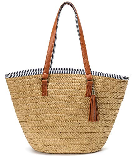 Straw Beach Bags Tote Tassels Bag Hobo Summer Handwoven Shoulder Bags Purse With Pom Poms