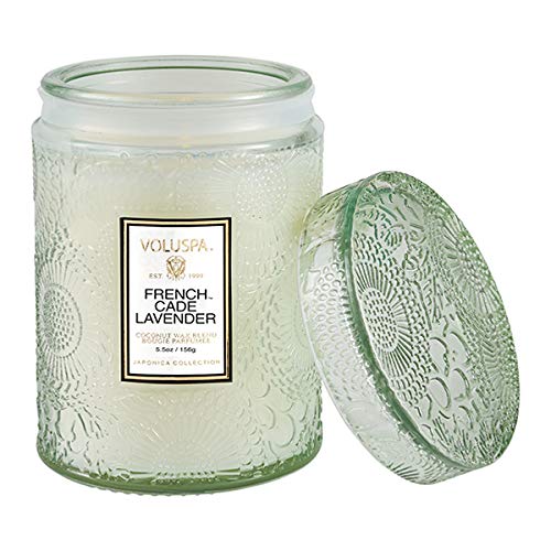 Voluspa French Cade Lavender Candle | Small Glass Jar | 5.5 Oz. | 50 Hr. Burn Time | Proprietary Coconut Wax Blend + 100% All Natural Wicks for a Cleaner Burn | Vegan