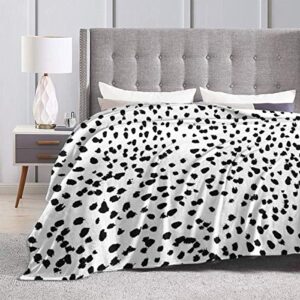 CURYSAMJUN Throw Blanket, Luxury Cozy Fleece Blanket, Warm Super Soft Comfort Caring 50" x 60", Nadia Black and White Animal Print Dalmatian Spot Dots