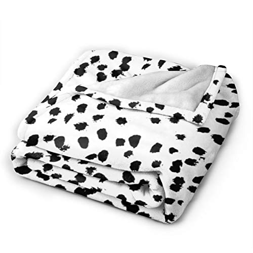 CURYSAMJUN Throw Blanket, Luxury Cozy Fleece Blanket, Warm Super Soft Comfort Caring 50" x 60", Nadia Black and White Animal Print Dalmatian Spot Dots