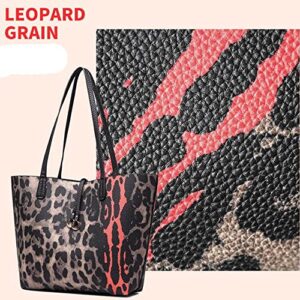 Cayla 2Pcs Tote Bag Handbags for Women PU Leather Shoulder Bag Leopard Print Purses Crossbody Bag Satchel Wallet Casual Bags-Black