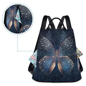 ALAZA Butterfly Stars Starry Night Sky Backpack Purse for Women Anti Theft Fashion Back Pack Shoulder Bag