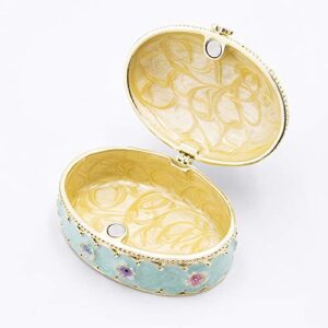 LARAINE Jewelry Trinket Box Decorative Vintage Style Jewelry Organizer for Women Rhinestones Jewelry Storage Home Decor Unique Gift (Oval Blue)