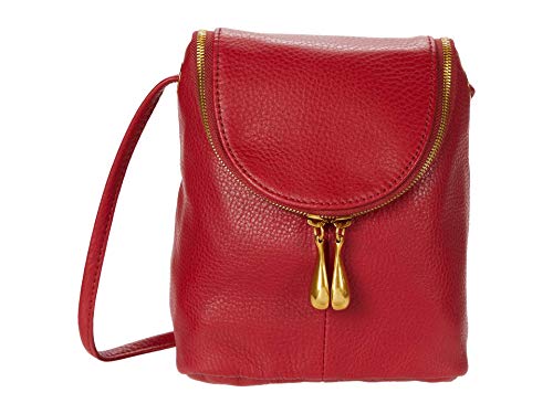 HOBO Fern Stylish Bag for Women - Leather Construction with Top Zip Closure, Printed Lined Interior, and Adjustable Crossbody Strap Bag Scarlet Velvet Hide One Size One Size