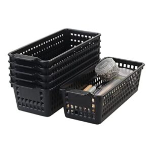 easymanie slim plastic storage baskets, black, 6 packs