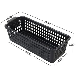 Easymanie Slim Plastic Storage Baskets, Black, 6 Packs