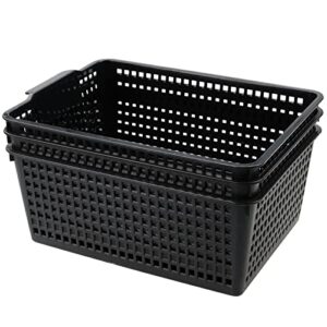 eudokkyna large storage bins, plastic organizer basket bins set of 3