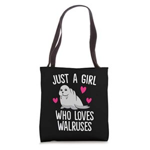 just a girl who loves walruses cute walrus girl tote bag