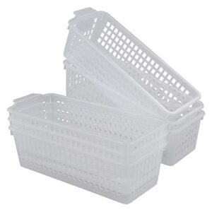 eudokkyna clear slim storage baskets, plastic small organizing bin set of 6