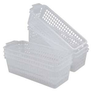 EudokkyNA Clear Slim Storage Baskets, Plastic Small Organizing Bin Set of 6