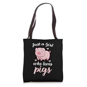 just a girl who loves pigs cute pig lovers gift tote bag