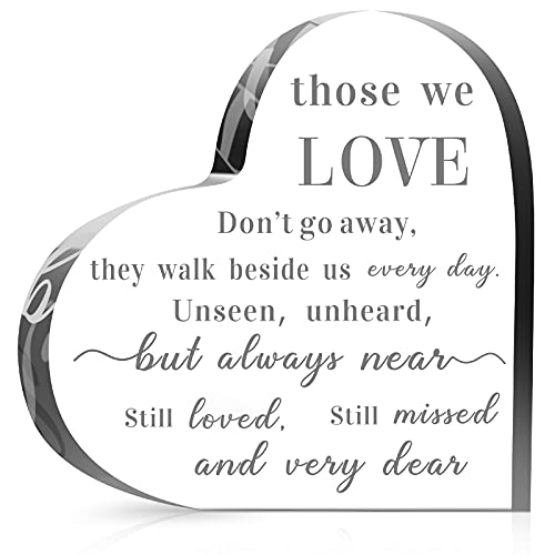 Sympathy Gifts Memorial Bereavement Gifts Acrylic Heart Condolence Gifts for Loss of Loved One, Loss of Father, Loss of Mother Remembrance Gifts (Simple Style, 6 x 6 x 0.6 Inch)