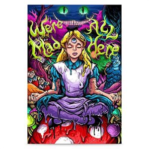 trippy tapestry for bedroom wall decor – alice in wonderland tapestry picture canvas art posters for room modern wall art print – 15.7 x 23.6 in (40x60cm) bedroom decor posters trippy wall decoration
