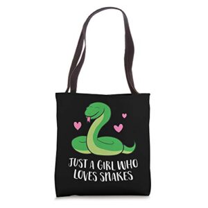 just a girl who loves snakes cute snake girl tote bag
