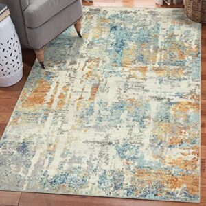 luxe weavers artistic distressed multi 5×7 abstract area rug, stain resistant carpet