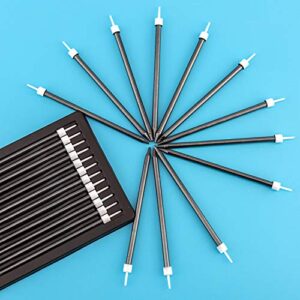 LUTER 24pcs Metallic Birthday Candles in Holders Black Tall Birthday Cake Candles Long Thin Cupcake Candles for Birthday Wedding Party Decoration