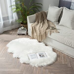 MIULEE Luxury Super Soft Fluffy Area Rug Faux Fur Sheepskin Rug Decorative Plush Shaggy Carpet for Christmas Decor Bedside Sofa Floor Nursery 3 x 5 Feet, White