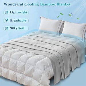 Kpblis Cooling Bamboo Blankets for Hot Sleepers, Lightweight Summer Big Cool Blankets Queen Size, Thin Bamboo Extra Cool Throw Blankets for Hot Flashes (79x91 inches, Light Grey)