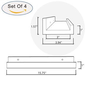 WELLAND White Wall Shelf Picture Ledge Floating Wall Shelves 16 inch Set of 4