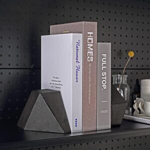 Decorative Bookends , Heavy Duty Cast Iron , Art Shelf Decor , Geometry Abstract Theme (Black) by Ambipolar