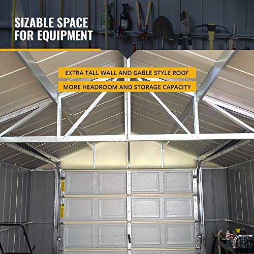 Arrow Shed 12' x 17' Murryhill Garage Galvanized Steel Extra Tall Walls Prefabricated Shed Storage Building, 12' x 17', Flute Gray